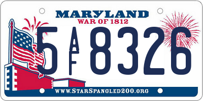 MD license plate 5AF8326