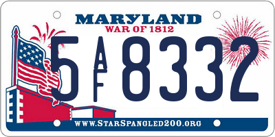 MD license plate 5AF8332