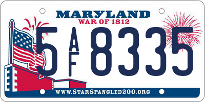 MD license plate 5AF8335