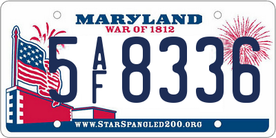 MD license plate 5AF8336