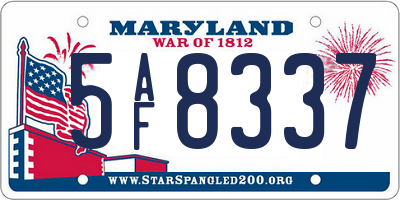 MD license plate 5AF8337