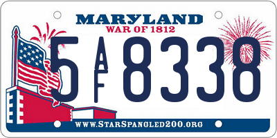 MD license plate 5AF8338