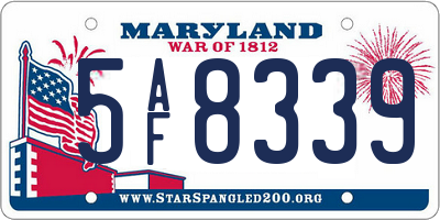 MD license plate 5AF8339