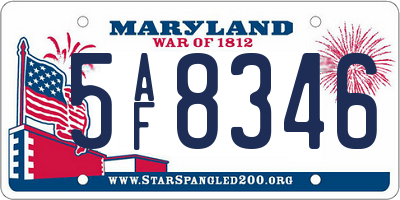 MD license plate 5AF8346