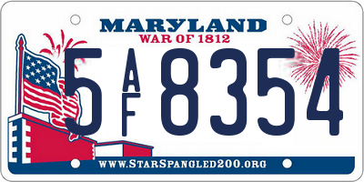 MD license plate 5AF8354