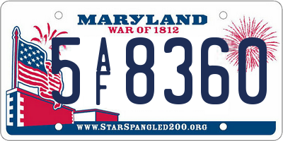 MD license plate 5AF8360