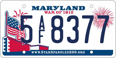 MD license plate 5AF8377