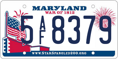MD license plate 5AF8379