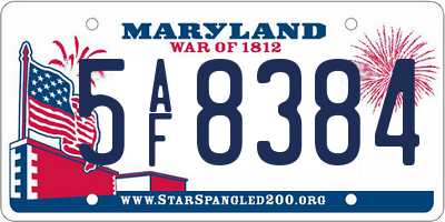 MD license plate 5AF8384