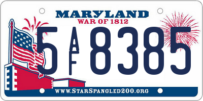 MD license plate 5AF8385