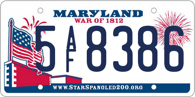 MD license plate 5AF8386