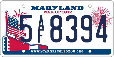 MD license plate 5AF8394