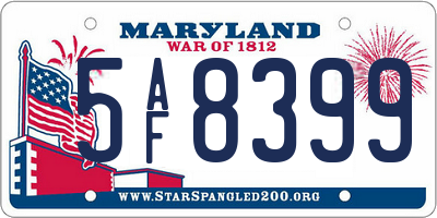 MD license plate 5AF8399