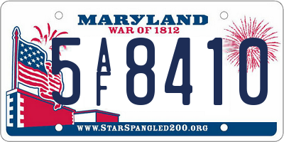 MD license plate 5AF8410
