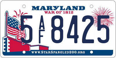 MD license plate 5AF8425