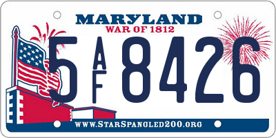 MD license plate 5AF8426