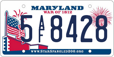 MD license plate 5AF8428