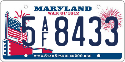 MD license plate 5AF8433