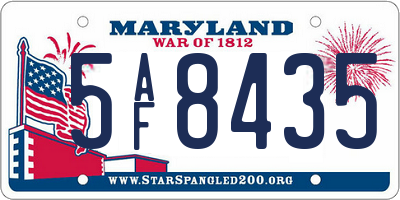 MD license plate 5AF8435