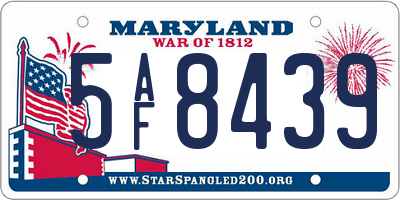 MD license plate 5AF8439