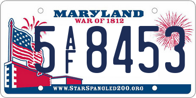 MD license plate 5AF8453