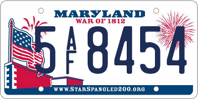 MD license plate 5AF8454