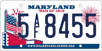 MD license plate 5AF8455