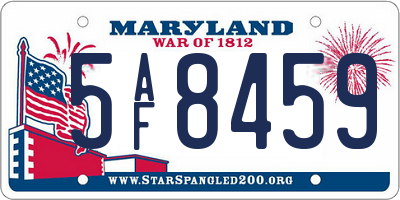 MD license plate 5AF8459