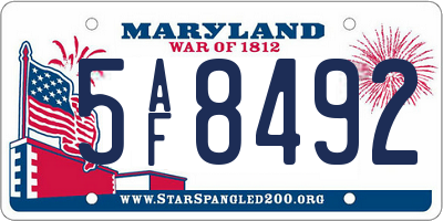 MD license plate 5AF8492