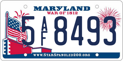 MD license plate 5AF8493