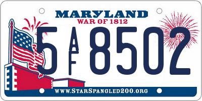 MD license plate 5AF8502