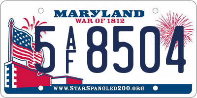 MD license plate 5AF8504