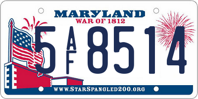 MD license plate 5AF8514