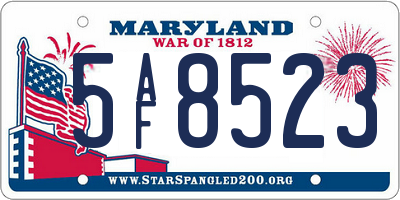 MD license plate 5AF8523
