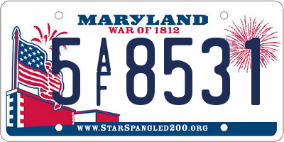 MD license plate 5AF8531
