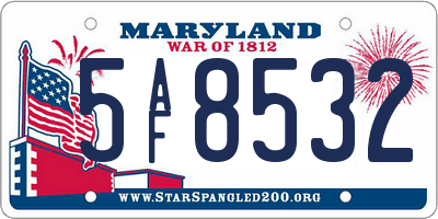 MD license plate 5AF8532