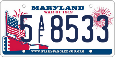 MD license plate 5AF8533