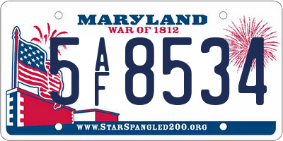 MD license plate 5AF8534