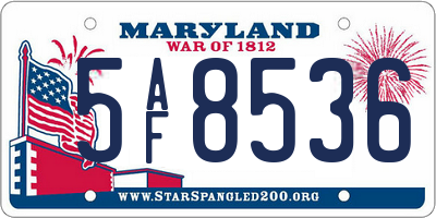 MD license plate 5AF8536