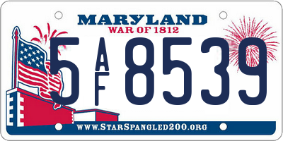 MD license plate 5AF8539