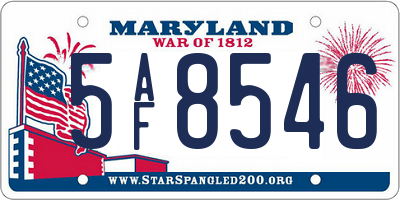 MD license plate 5AF8546