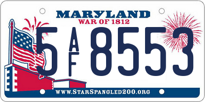 MD license plate 5AF8553
