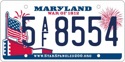 MD license plate 5AF8554