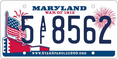 MD license plate 5AF8562