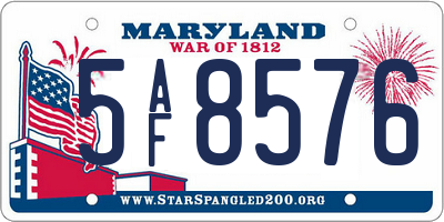 MD license plate 5AF8576