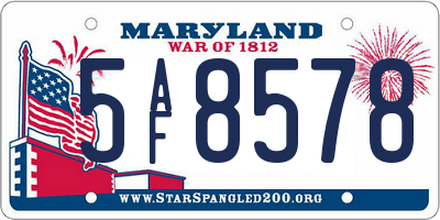 MD license plate 5AF8578