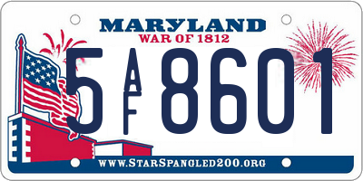 MD license plate 5AF8601