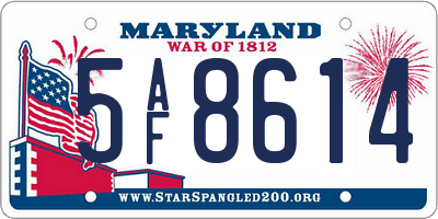 MD license plate 5AF8614