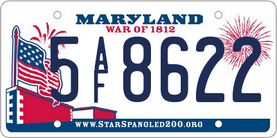 MD license plate 5AF8622