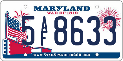MD license plate 5AF8633